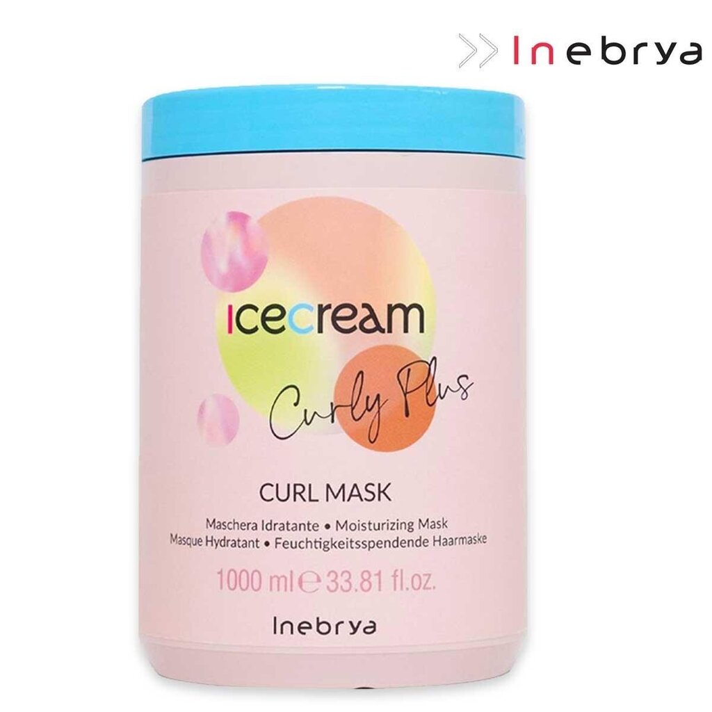 Maska cirtainiem matiem Inebrya Ice Cream Curly Plus, 1000 ml cena un informācija | Matu uzlabošanai | 220.lv
