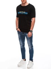 мужская футболка с принтом s1846 - черная цена и информация | Мужские футболки | 220.lv