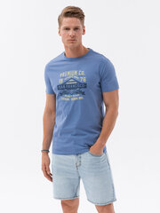 мужская футболка из хлопка с принтом - синяя v3 om-tspt-0120 цена и информация | Мужские футболки | 220.lv