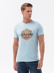 мужская футболка из хлопка с принтом - синяя v2 s1740 цена и информация | Мужские футболки | 220.lv