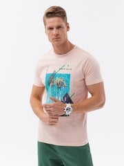 мужская футболка из хлопка с принтом - розовая v2 s1738 цена и информация | Мужские футболки | 220.lv