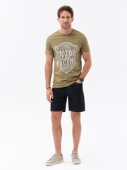 мужская хлопковая футболка с принтом - оливковая v2 s1735 цена и информация | Мужские футболки | 220.lv