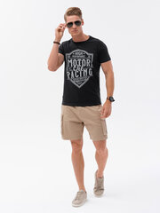 T-krekls vīriešiem Ombre Clothing V1 S1735, melns cena un informācija | Vīriešu T-krekli | 220.lv