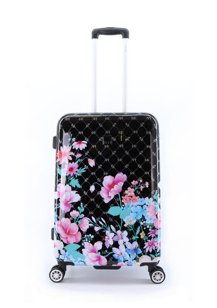 Vidējs koferis Elle Flower EL38HA.60.06, M, melns, krāsains cena un informācija | Koferi, ceļojumu somas | 220.lv