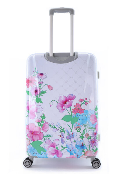 Liels koferis Elle Flower, XXL, balts, krāsains cena un informācija | Koferi, ceļojumu somas | 220.lv