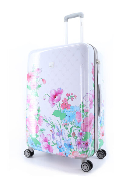Liels koferis Elle Flower, XXL, balts, krāsains цена и информация | Koferi, ceļojumu somas | 220.lv