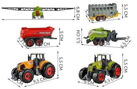 Lauksaimniecības mašīnu komplekts, 6 gab. cena un informācija | Rotaļlietas zēniem | 220.lv