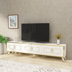 TV statīvs, Asir, 45x180x29,5 cm, balts, zelts cena un informācija | TV galdiņi | 220.lv
