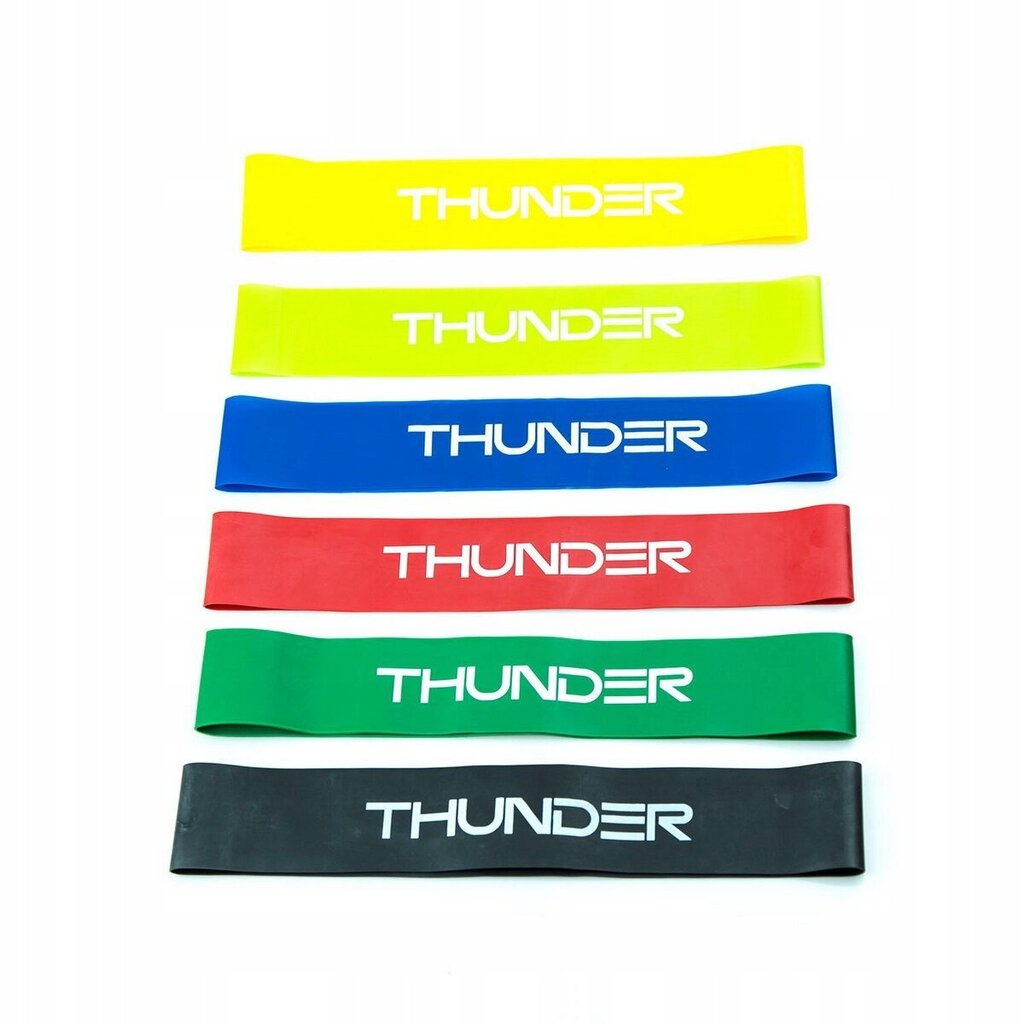 Pretestības lentu komplekts Thunder Mini Band, 6 gab., dažādu krāsu cena un informācija | Fitnesa gumijas, gredzeni | 220.lv