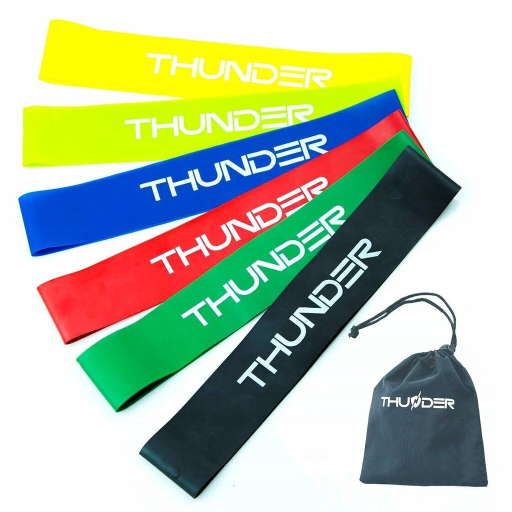 Pretestības lentu komplekts Thunder Mini Band, 6 gab., dažādu krāsu cena un informācija | Fitnesa gumijas, gredzeni | 220.lv