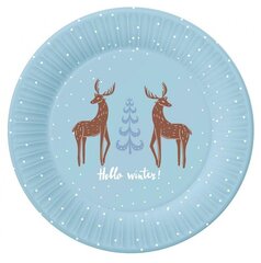 Hello Winter Одноразовые бумажные тарелки  (6 шт) 18 cm цена и информация | Праздничная одноразовая посуда | 220.lv