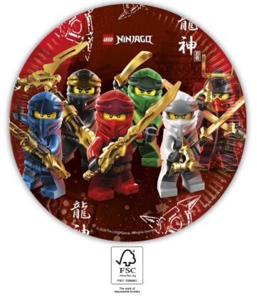 Vienreizējās lietošanas papīra šķīvji Lego Ninjago, 23 cm, 8 gab. cena un informācija | Vienreizējie trauki | 220.lv