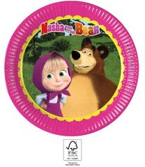 Masha and the Bear Одноразовые бумажные тарелки  (8 шт) 23 cm FSC цена и информация | Праздничная одноразовая посуда | 220.lv