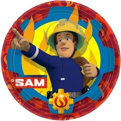 Vienreizējās lietošanas papīra šķīvji Fireman Sam, 23 cm, 8 gab. cena un informācija | Vienreizējie trauki | 220.lv