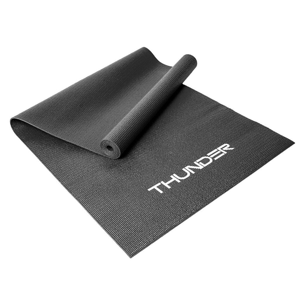 Fitnesa paklājs Thunder, 173x61cm, melns cena un informācija | Vingrošanas paklāji | 220.lv