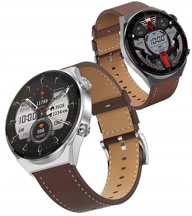 Zaxer ZT3 Pro Max Black/Brown Leather cena un informācija | Viedpulksteņi (smartwatch) | 220.lv