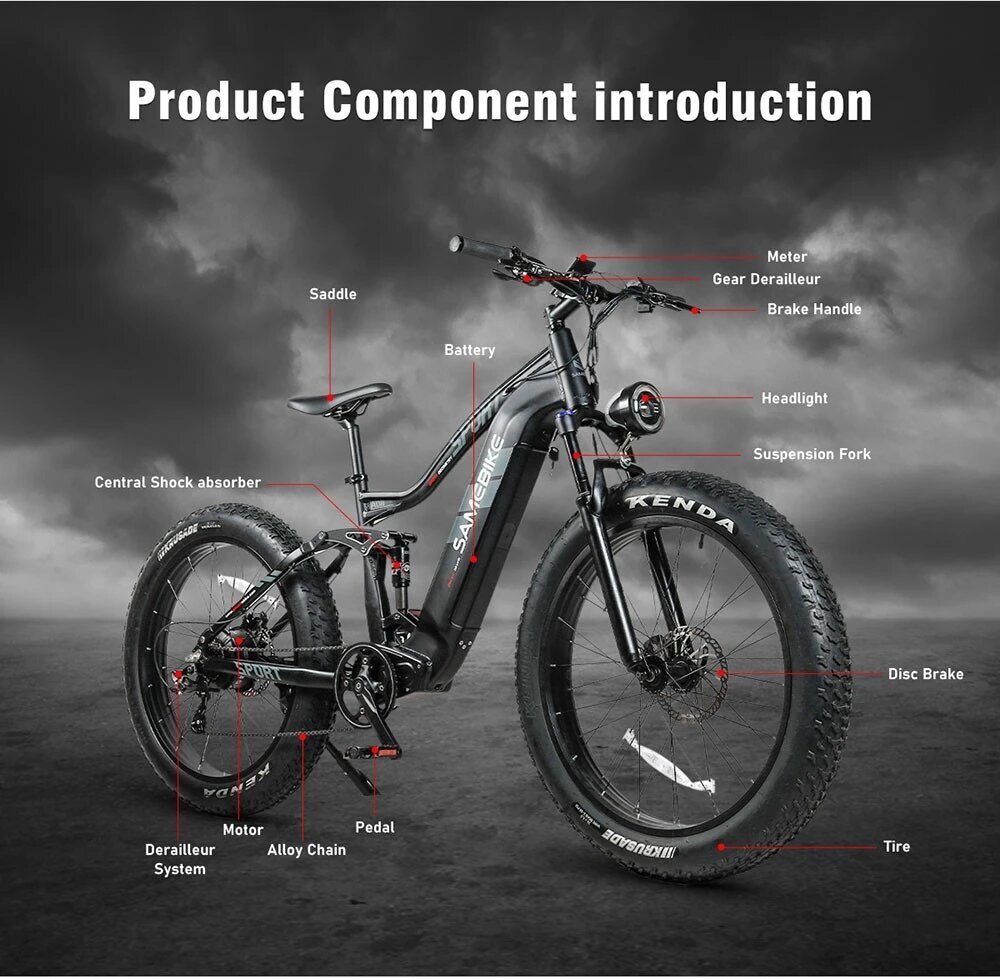 Elektriskais velosipēds SAMEBIKE RS-A08 Mid-Drive, 26", melns cena un informācija | Elektrovelosipēdi | 220.lv