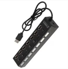 Высокоскоростной 7-портовый USB-концентратор OEM, USB HUB, чёрный цена и информация | Адаптеры и USB разветвители | 220.lv
