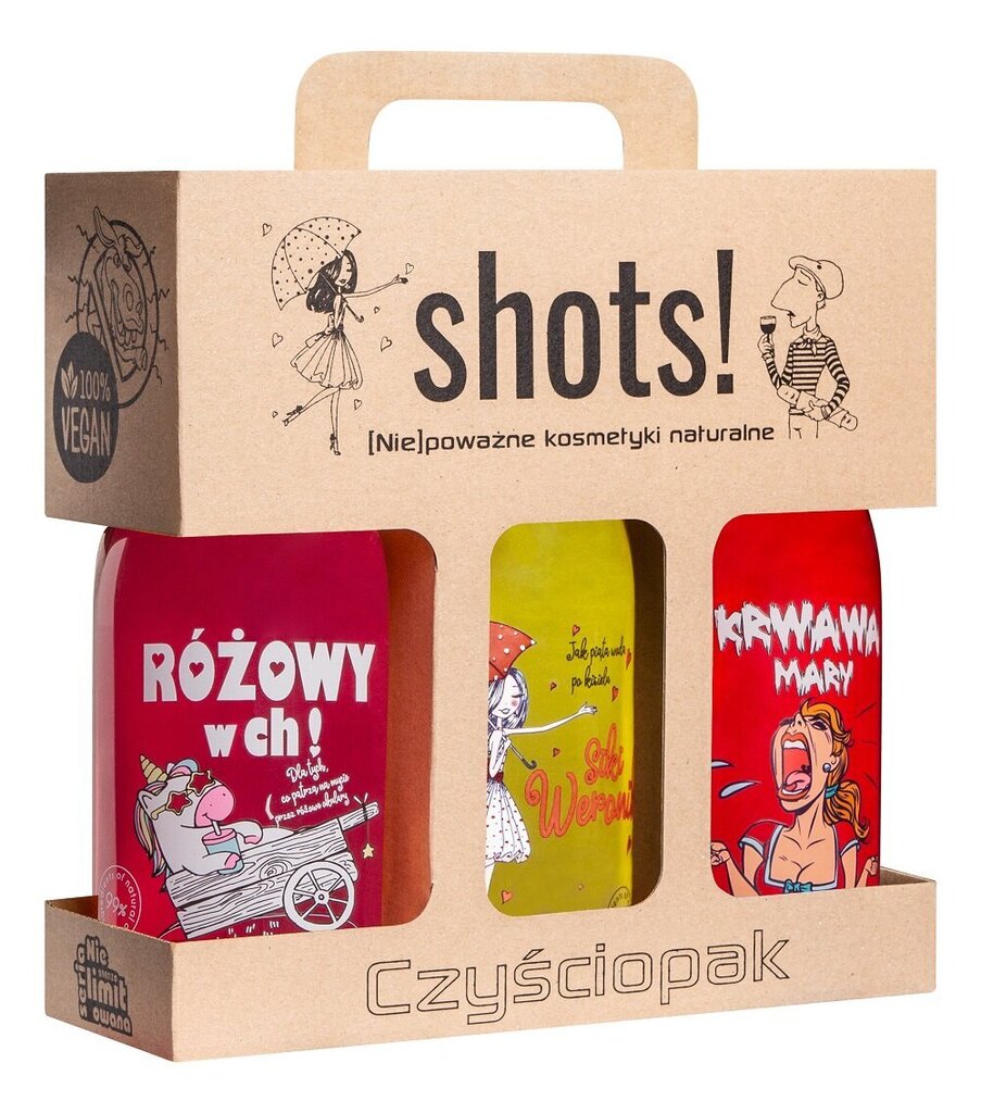 Dušas želejas komplekts Shots: rozā sievietēm 500 ml + dzeltens sievietēm 500 ml + sarkans sievietēm 500 ml cena un informācija | Dušas želejas, eļļas | 220.lv