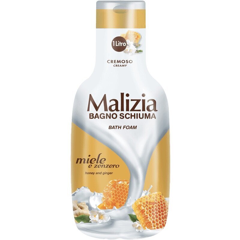 Vannas putas Malizia Bath Foam, ar medu un ingveru, 1000 ml cena un informācija | Dušas želejas, eļļas | 220.lv