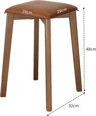 Koka krēsls ar ādas spilvenu KungFuWood, brūns cena un informācija | Virtuves un ēdamistabas krēsli | 220.lv