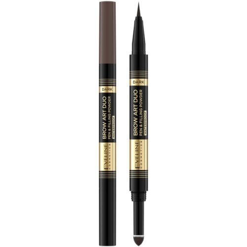 Acu līnija-marķieris & uzacu pūderis Eveline Cosmetics Brow Art Duo, 03 dark cena un informācija | Uzacu krāsas, zīmuļi | 220.lv