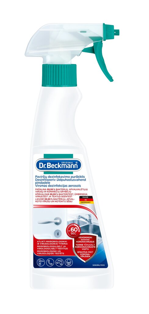 Virsmu dezinfekcijas līdzeklis Dr. Beckmann 250 ml цена и информация | Tīrīšanas līdzekļi | 220.lv