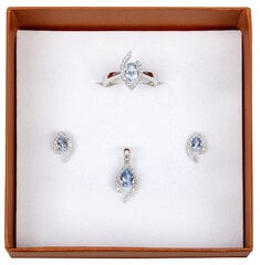 Sudraba gredzens ar zilu kristālu SC115 Silver Cat cena un informācija | Gredzeni | 220.lv