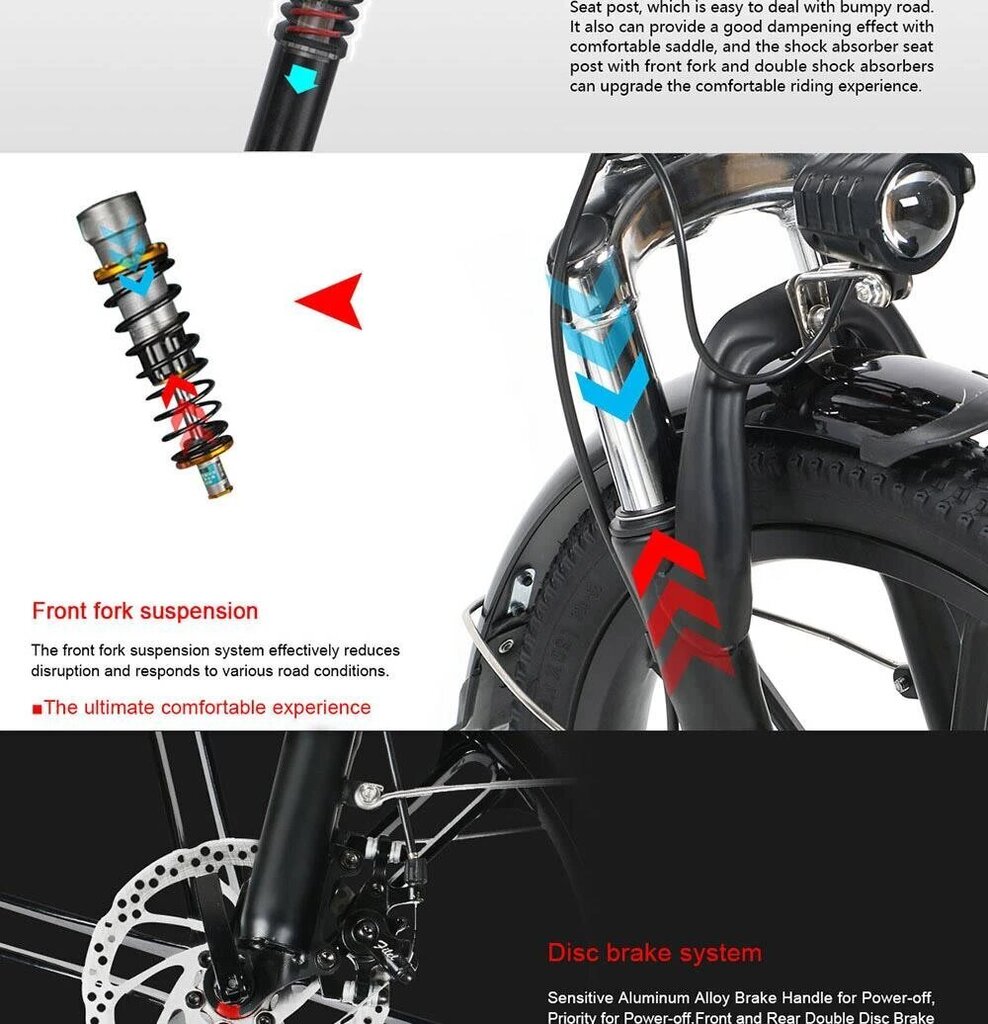 Elektriskais velosipēds SAMEBIKE 20LVXD30-II, 20", balts, 350W, 10Ah cena un informācija | Elektrovelosipēdi | 220.lv
