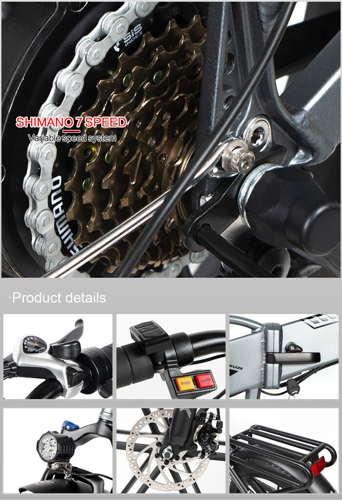 Elektriskais velosipēds Samebike XWLX09, 20", pelēks cena un informācija | Elektrovelosipēdi | 220.lv