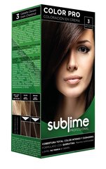 Краска для волос с кератином SUBLIME PROFESSIONAL HAIR COLOR CREAM COLOR PRO 3 DARK CHESTNUT, 50 мл цена и информация | Краска для волос | 220.lv