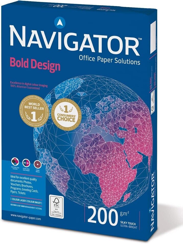 Biroja kopēšanas papīrs Navigator Bold Design, A4, 150 loksnes cena un informācija | Burtnīcas un papīra preces | 220.lv