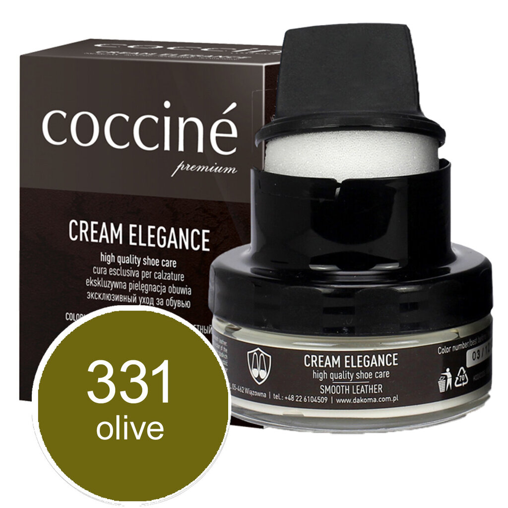 Coccine Cream Elegance Apavu smēre ar sūkli, zaļa, 50 ml цена и информация | Līdzekļi apģērbu un apavu kopšanai | 220.lv