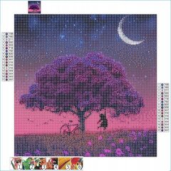 Dimantu mozaīka Violets koks, 30x30 cm cena un informācija | Dimantu mozaīkas | 220.lv