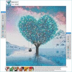 Dimantu mozaīka Sirds formas koks, 30x30 cm cena un informācija | Dimantu mozaīkas | 220.lv