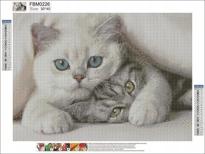Dimantu mozaīka ar mīļiem kaķēniem, 30x40 cm цена и информация | Dimantu mozaīkas | 220.lv