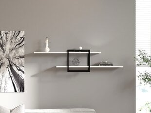 Sienas plaukts Asir, 120x30x18 cm, balts/melns cena un informācija | Plaukti | 220.lv
