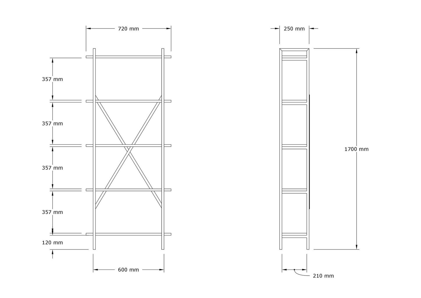 Rāmja plaukts Asir, 72x170x25 cm, brūns/ melns cena un informācija | Plaukti | 220.lv