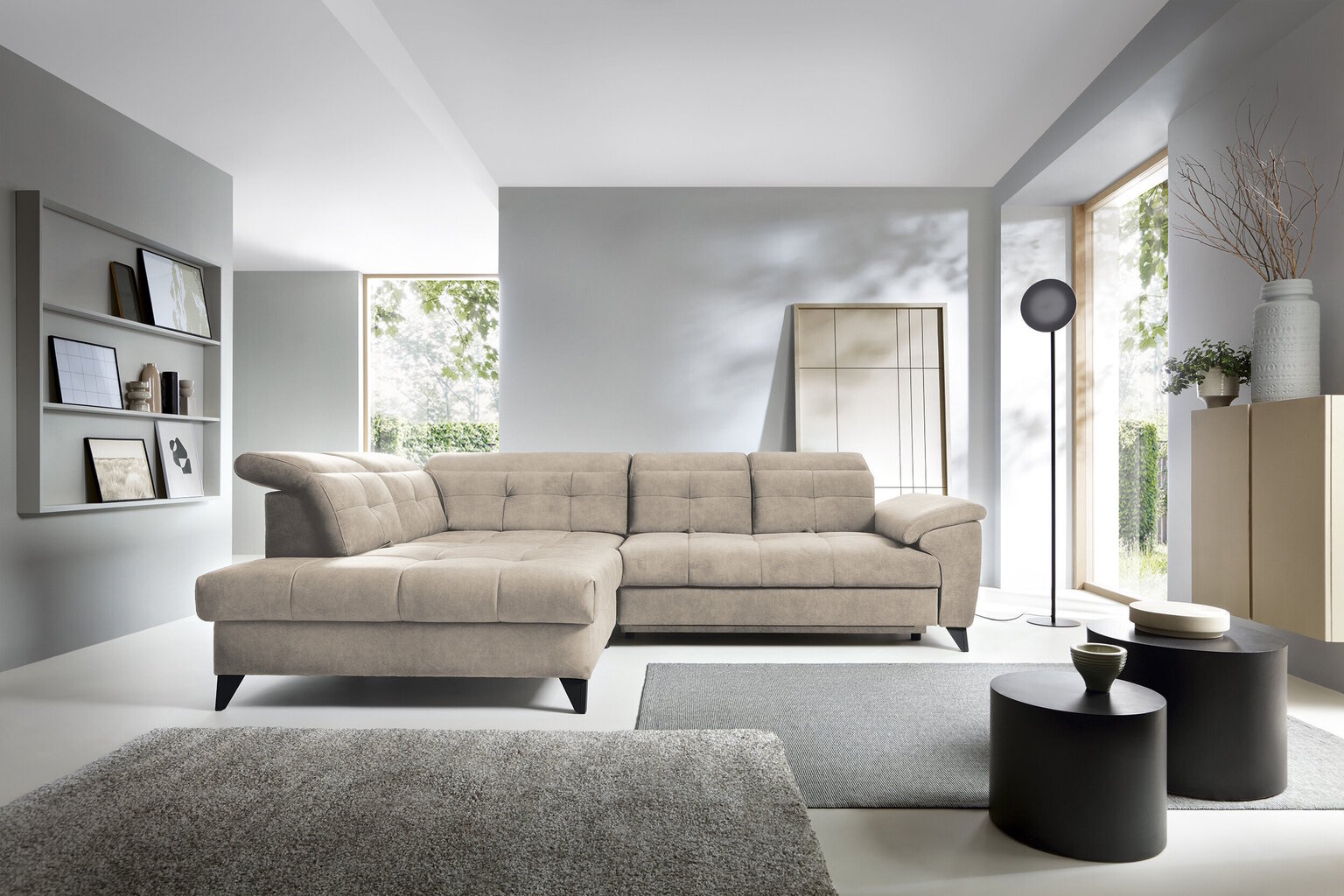 Stūra dīvāns Inferne, smilškrāsas цена и информация | Stūra dīvāni | 220.lv