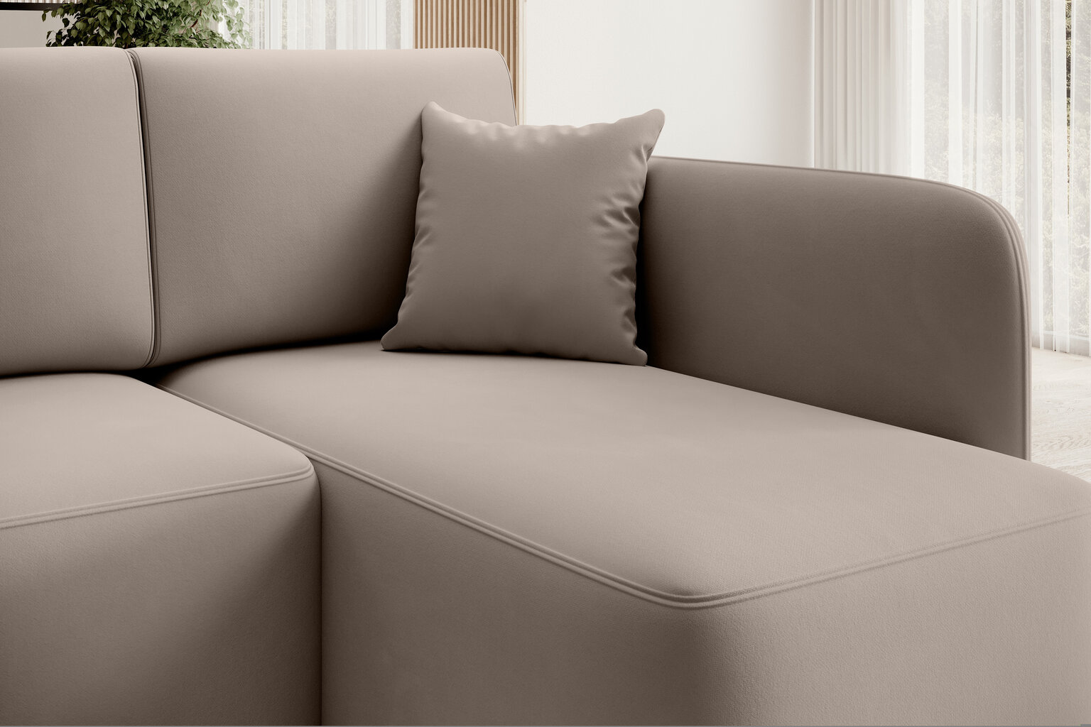 Stūra dīvāns Hadson, smilškrāsas cena un informācija | Stūra dīvāni | 220.lv