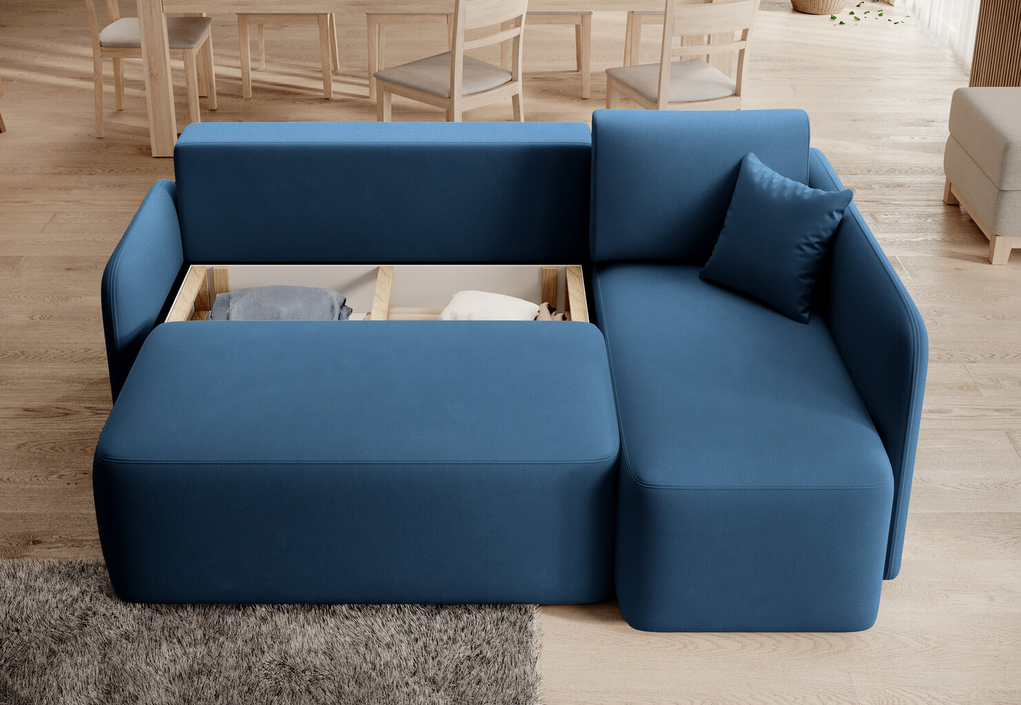 Stūra dīvāns Hadson, zils cena un informācija | Stūra dīvāni | 220.lv