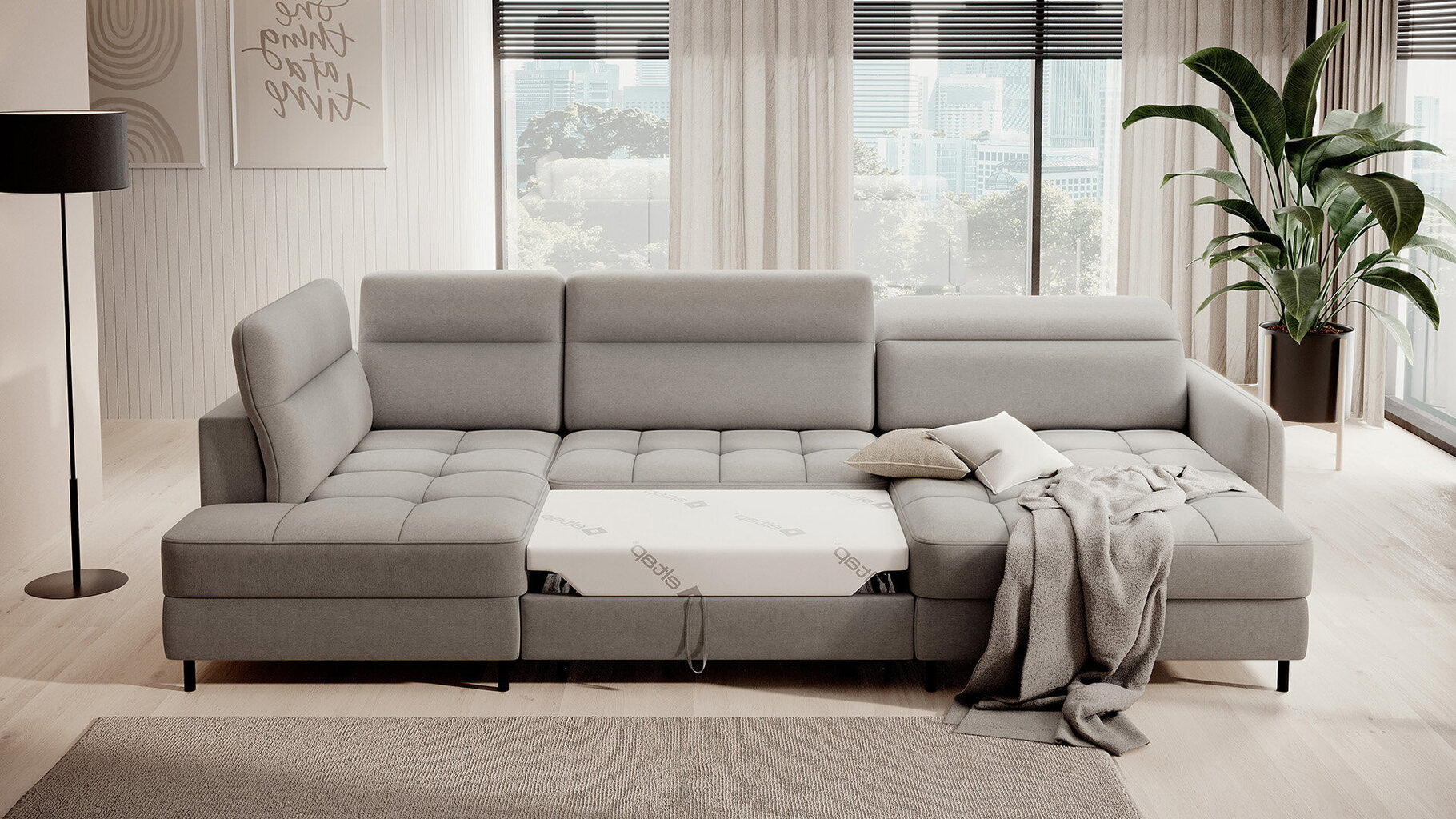 Stūra dīvāns Berrto, smilškrāsas цена и информация | Stūra dīvāni | 220.lv