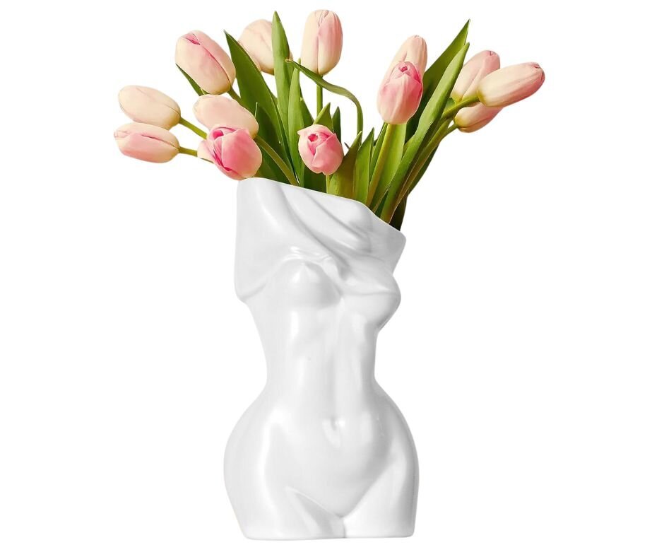 Keramikas vāze ar baltu sievietes figūru, 20 cm. cena un informācija | Vāzes | 220.lv