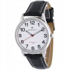 Vīriešu pulkstenis ar melnu ādas siksnu - Perfect C410N cena un informācija | Vīriešu pulksteņi | 220.lv