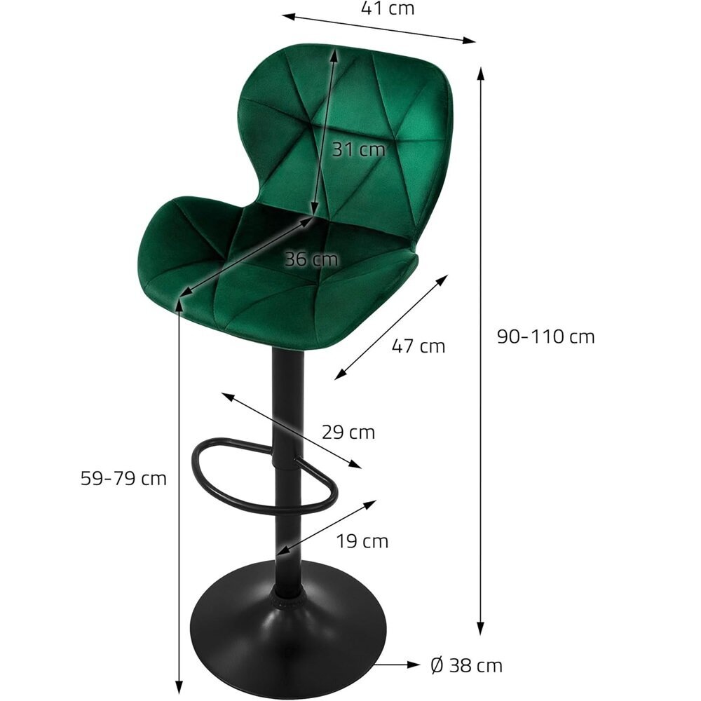 Bāra krēsls Restock Bona zaļš samta cena un informācija | Virtuves un ēdamistabas krēsli | 220.lv