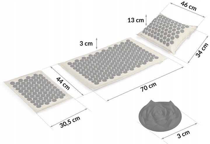 Akupresūras paklājs Windu, 70x44cm, pelēks/melns cena un informācija | Vingrošanas paklāji | 220.lv