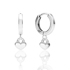 Серебряные серьги-кольца с подвесками-сердечками, I.L.U.S цена и информация | Серьги | 220.lv
