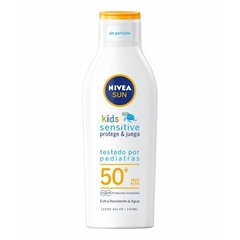 Sauļošanās krēms Nivea Protect & Sensitive Kids Spf 50, 200 ml cena un informācija | Sauļošanās krēmi | 220.lv