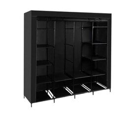 Большой складной тканевый шкаф - черный, 170х170х40 см цена и информация | Шкафы | 220.lv