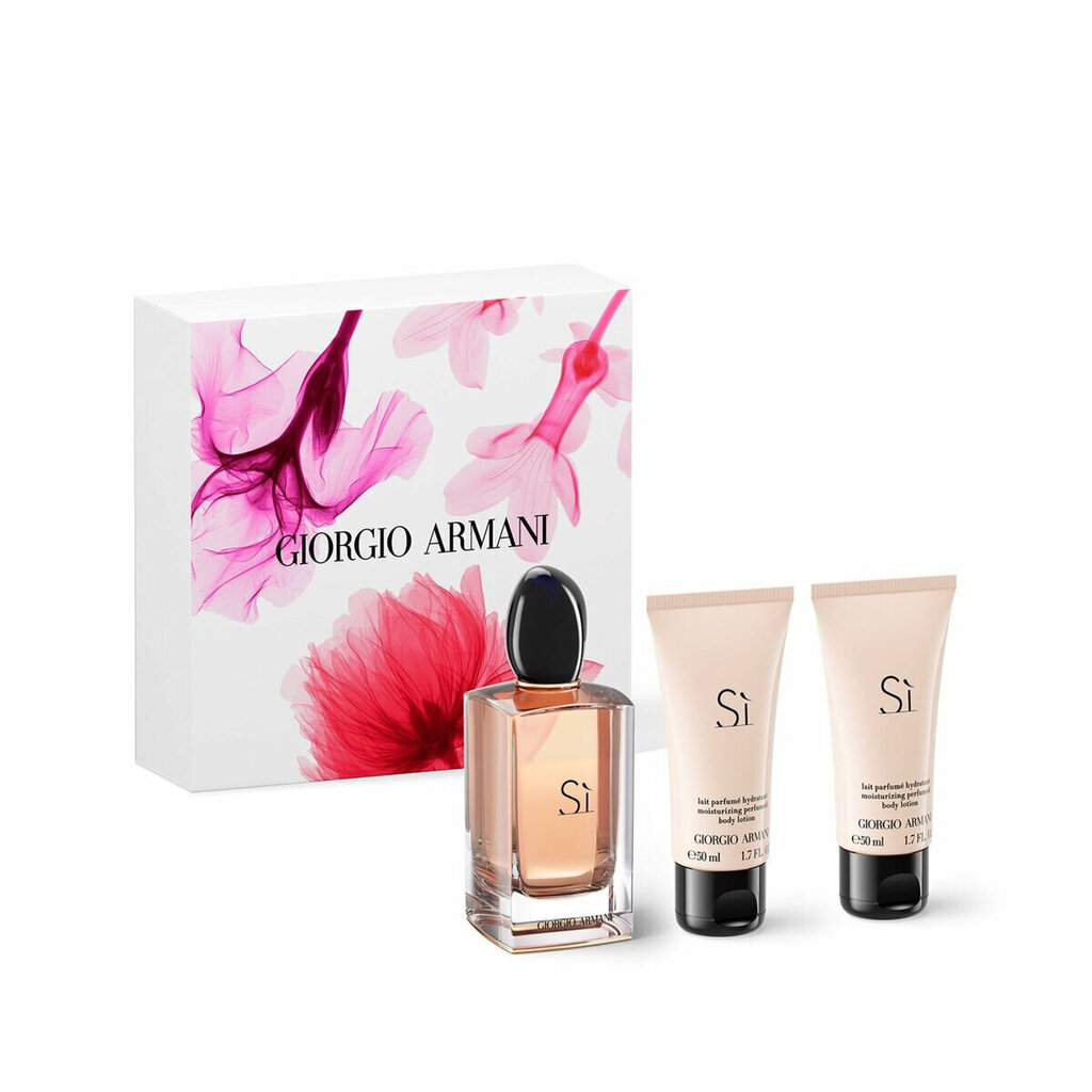 Komplekts Giorgio Armani Sí sievietēm: ķermeņa losjons 50 ml+dušas želeja 50 ml+parfimērijas ūdens EDP 100ml cena un informācija | Sieviešu smaržas | 220.lv